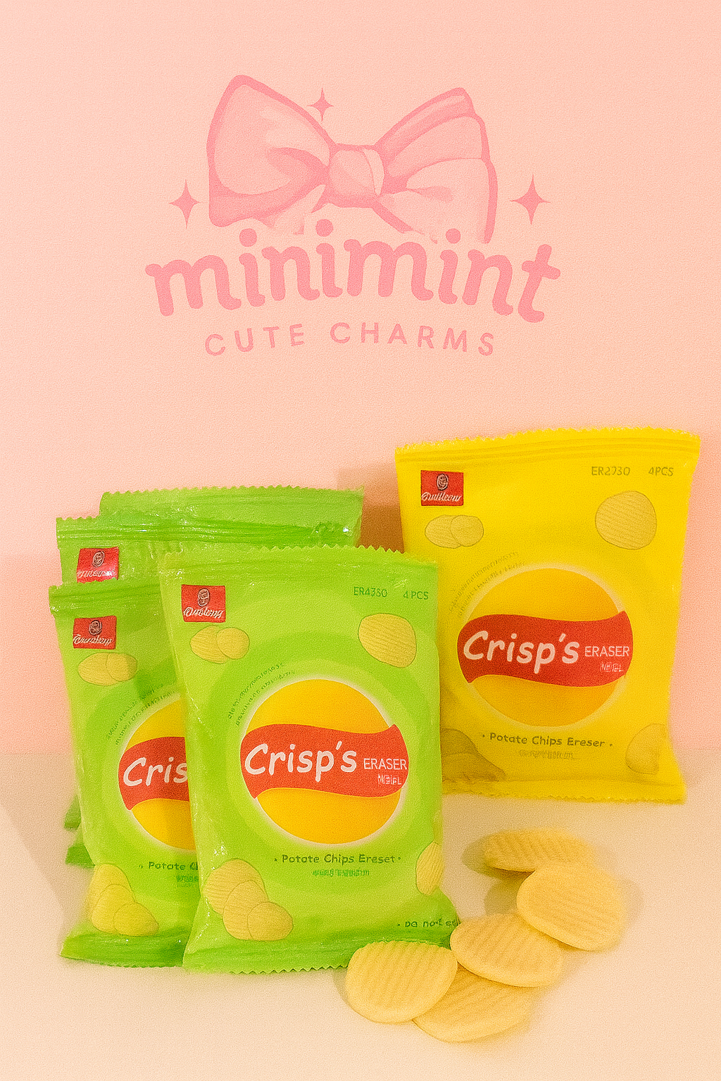 Crisp’s Potato Chips Eraser – Cute Snack Style Eraser Pack (4 PCS)