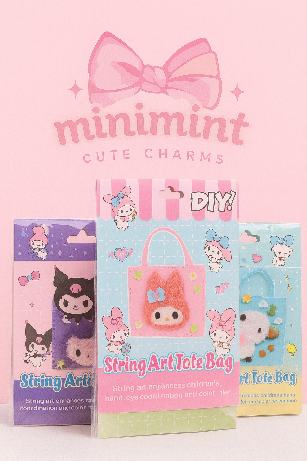 DIY String Art Tote Bag – Cute Cartoon Craft Kit for Kids