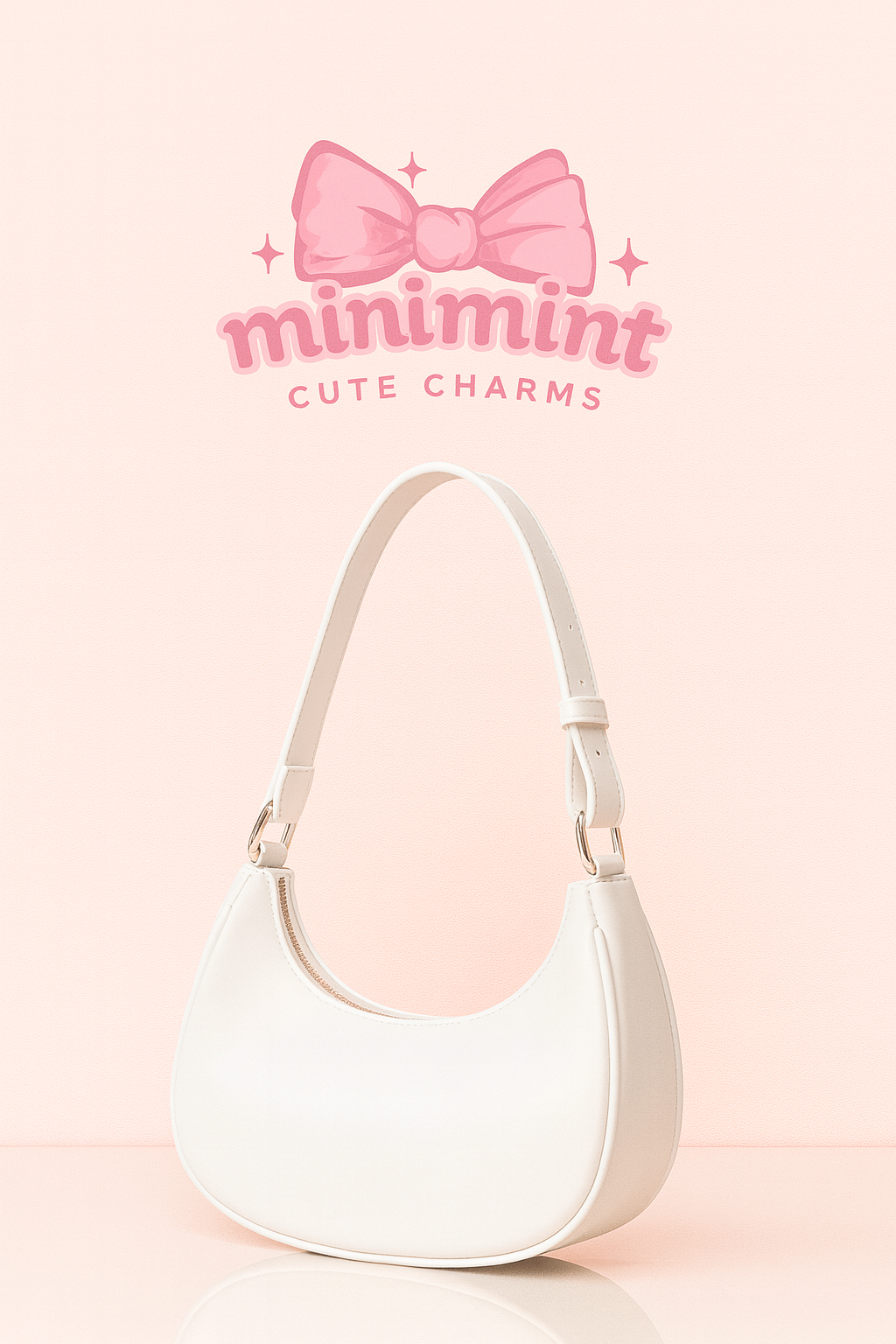 White Crescent Shoulder Bag β Minimal Aesthetic Daily Handbag