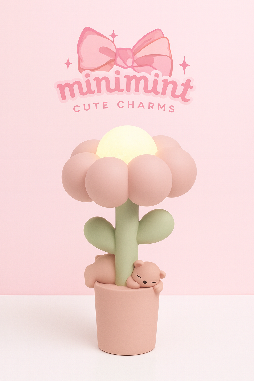 Cozy Blossom Night Lamp – Sleeping Bear Edition