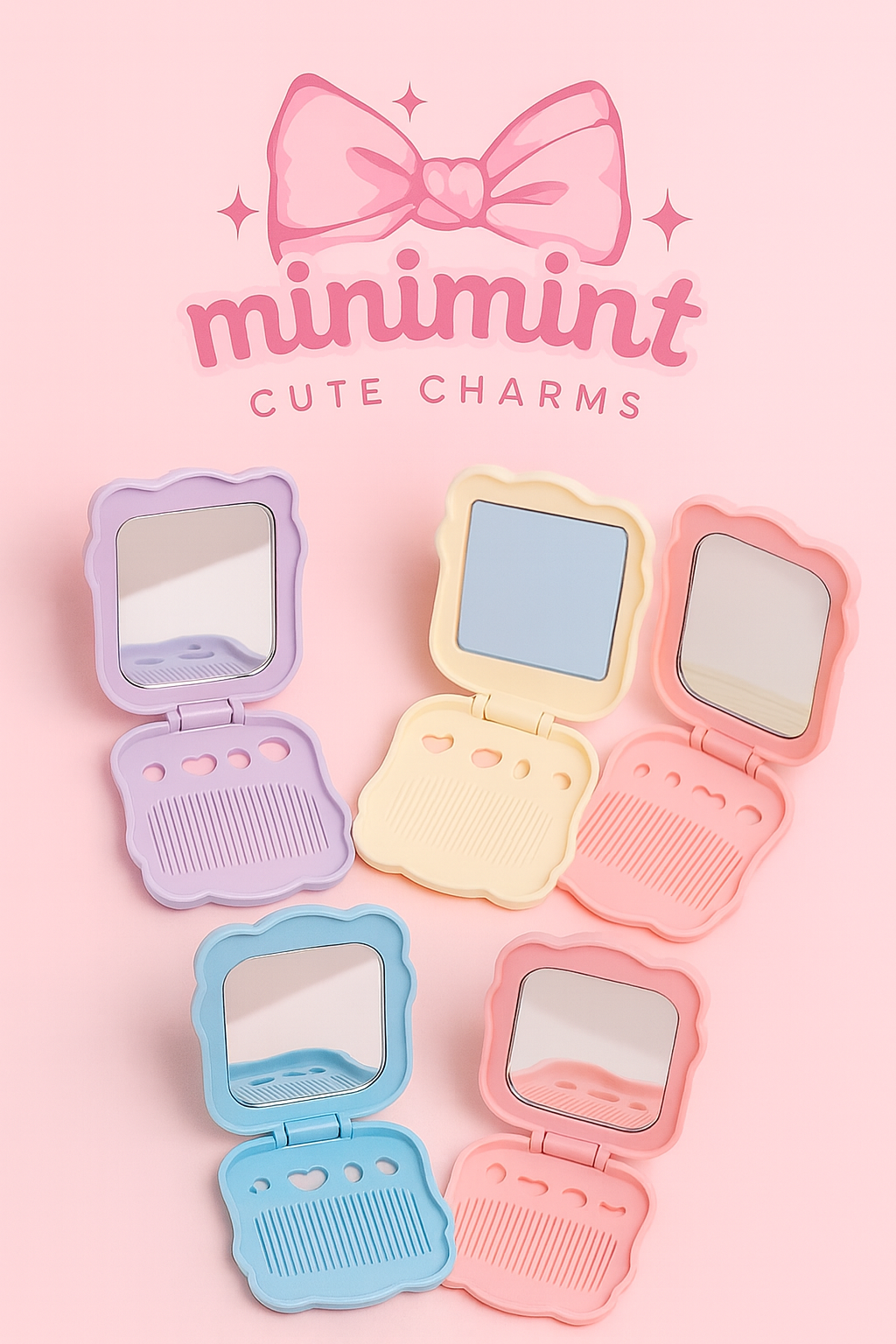 Labubu Cute Mirror & Comb Set – Portable Mini Pocket Mirror for Kids