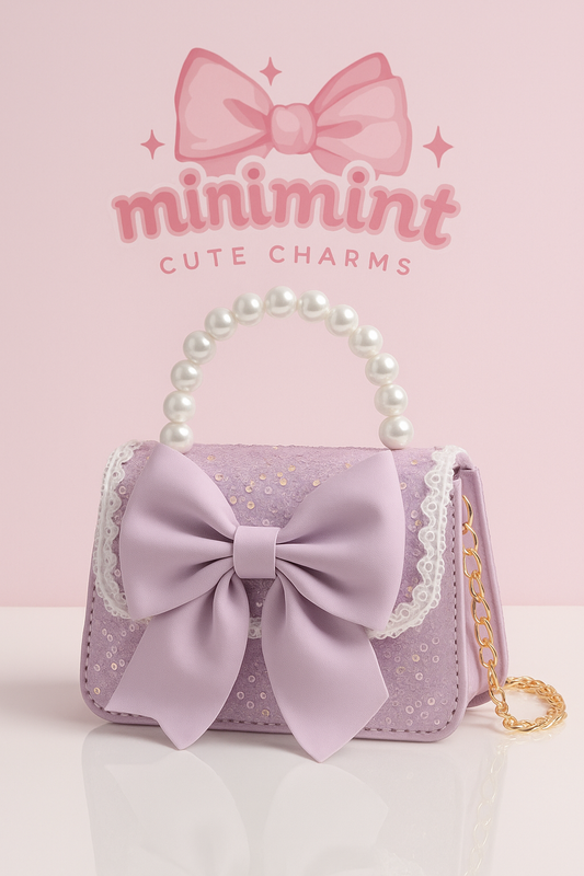 Lavender Pearl Bow Handbag – Cute Aesthetic Purse