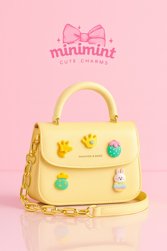 Sunny Charm Handbag – Yellow Cute Bag With Removable Cartoon Pins