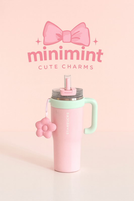 Pastel Flower Tumbler – Cute Handle Straw Cup With Charm (Soft Girl Aesthetic)
