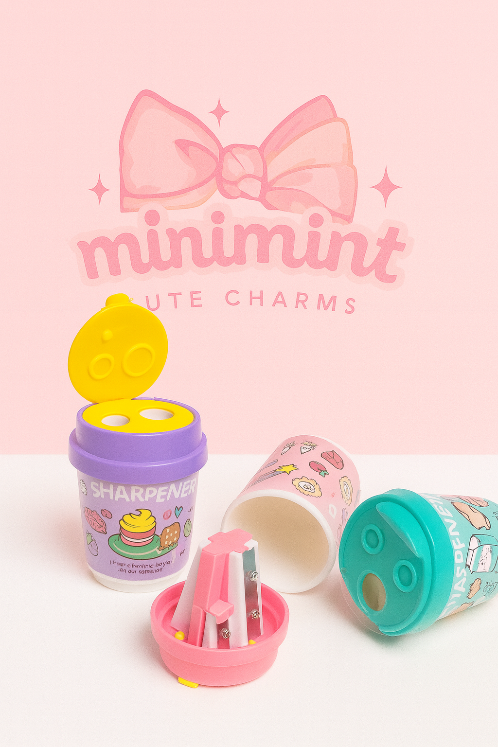 Cute Cup-Shaped Sharpener | Double Hole | Leak-Proof Dust Cup | Cartoon Design