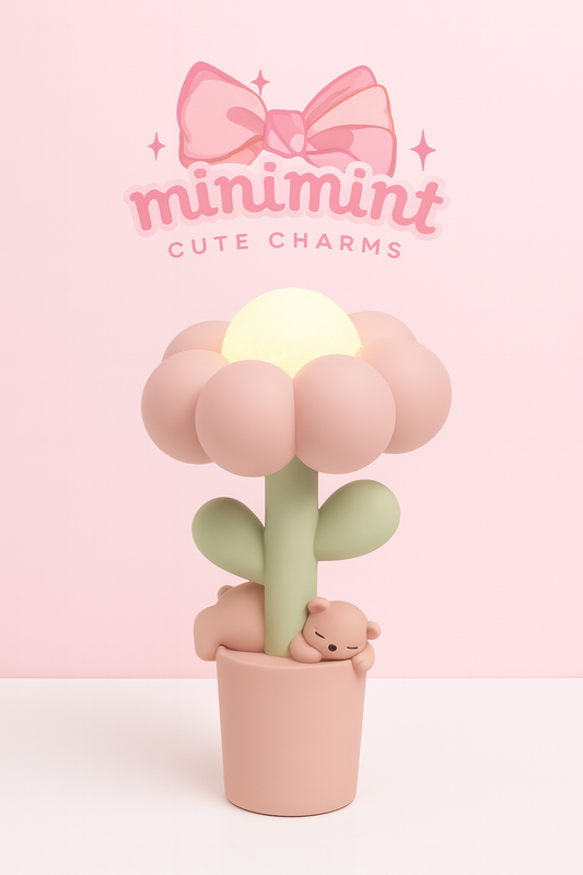 Cozy Blossom Night Lamp – Sleeping Bear Edition