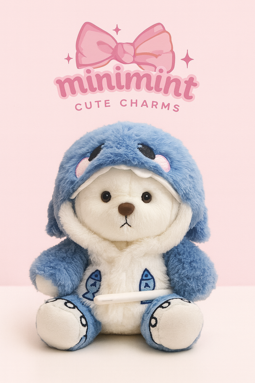 Blue Hoodie Bear Plush – Kawaii Soft Toy