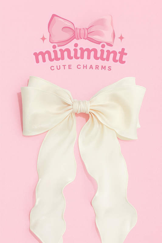 Elegant Long Satin Bow Hair Clip – Korean Aesthetic Ribbon