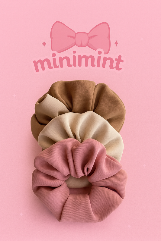 Premium Soft Fabric Scrunchies – Neutral Aesthetic Set (3-Pack)
