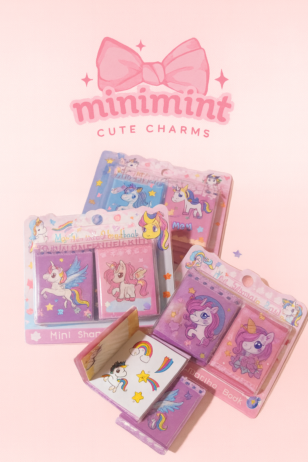 Mini Unicorn Diary with Stickers – Cute Pocket Notebook for Kids | Glitter Cover | Random Designs