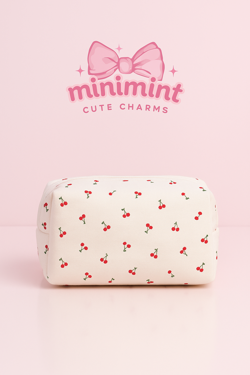 Cherry Canvas Pouch – Cute Aesthetic Makeup & Travel Organizer