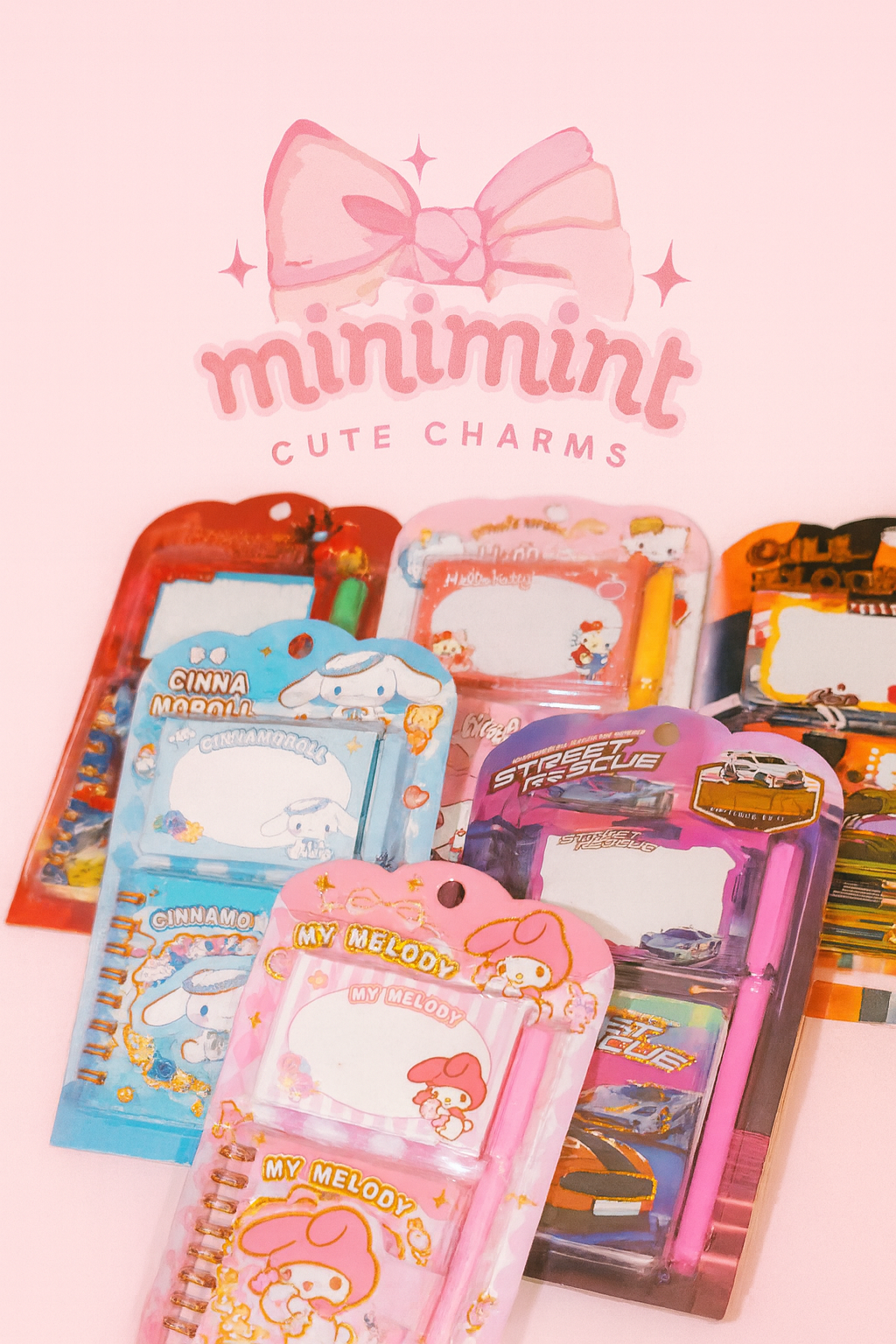 Cute Mini Stationery Set – Notebook + Sticky Notes + Pen (Kawaii Edition)